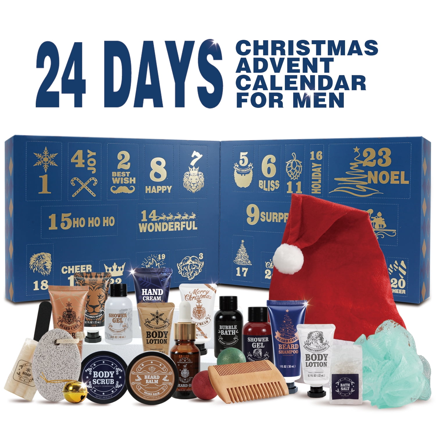 Advent Calendar 2025 Christmas Day Gift Sets for Men, 24 Pcs Surprise Xmas Beard Care Holiday Gift Idea