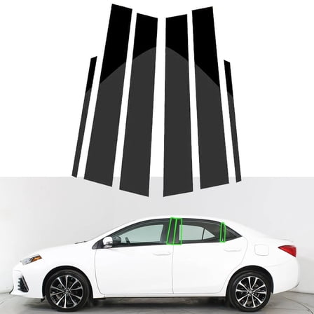 6pcs Glossy Black Window Pillar Posts Window Door Trim Covers For Toyota Corolla 2014-2018