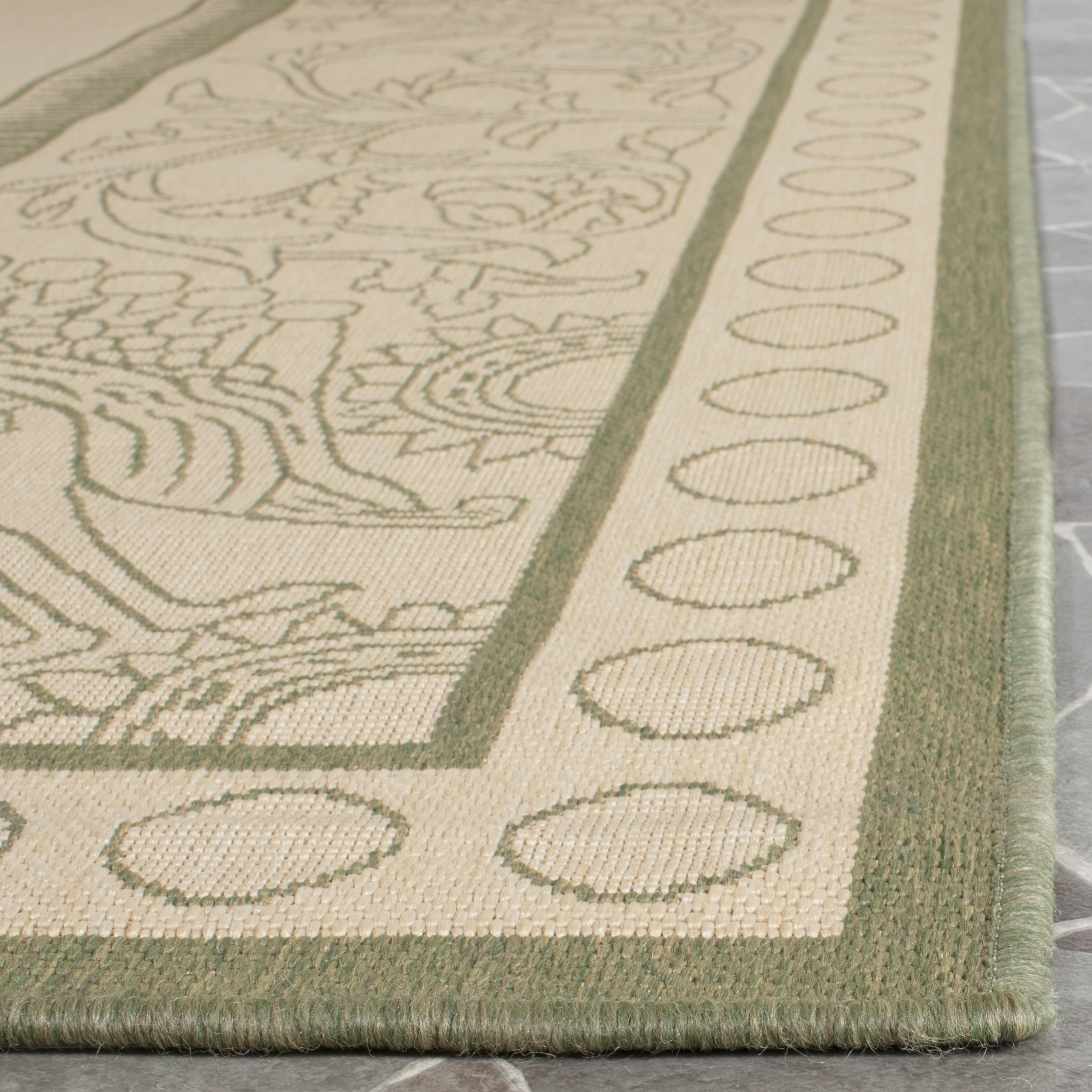 Safavieh Courtyard Cooper Botanical Indoor/Outdoor Area Rug, Natural/Olive, 8' x 11'