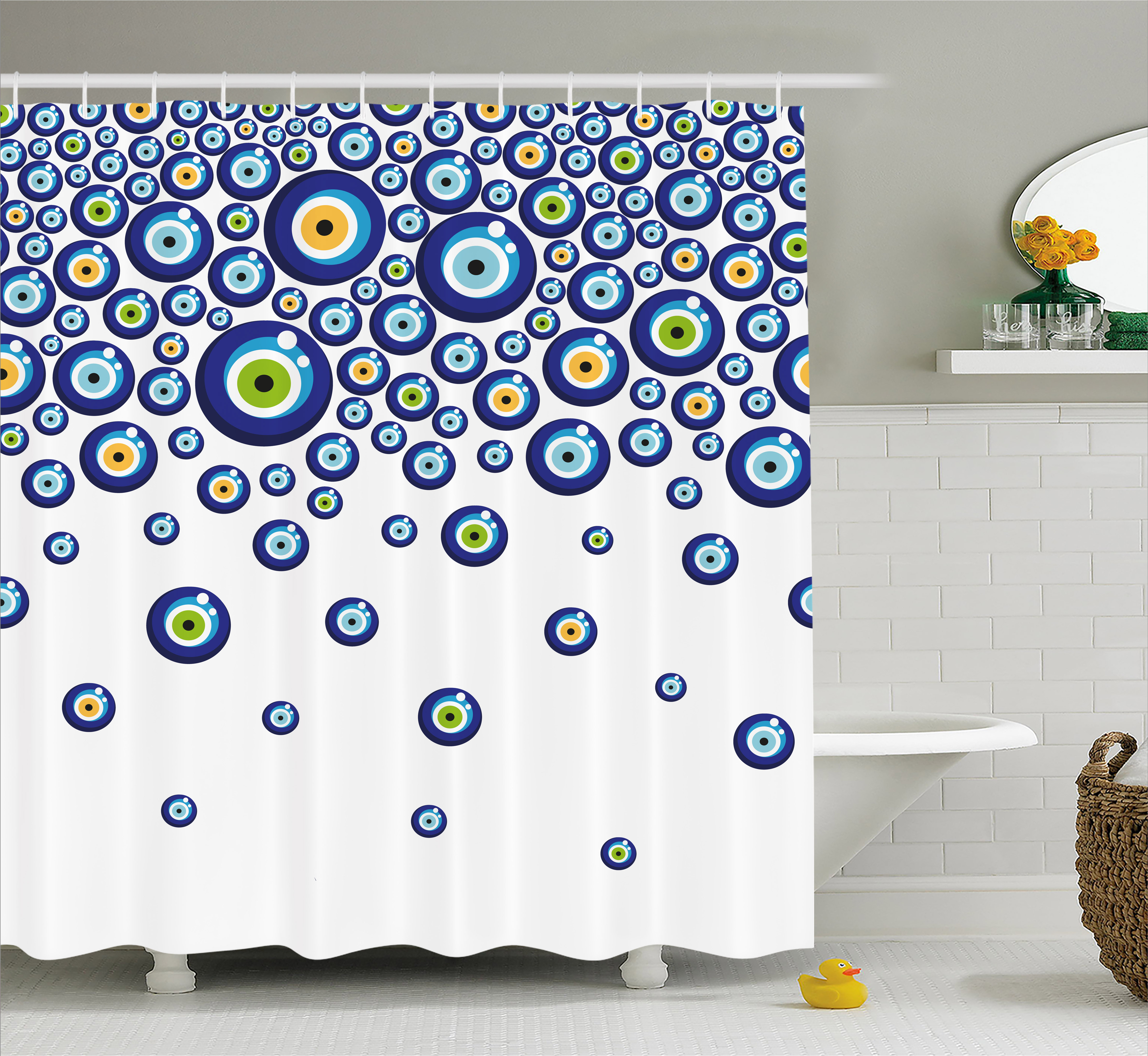 Evil Eye Shower Curtain Lively Turkish Amulets Falling Down