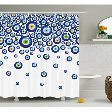 Evil Eye Shower Curtain Lively Turkish Amulets Falling Down