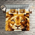 thumbnail image 2 of Ambesonne Africa Quilted Coverlet 3 Pcs, Tropics Savannah Lion Art, King Size, Orange and White, 2 of 2