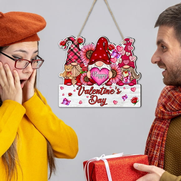 Viflosae Valentine's Day Dwarf Wooden Sign Window Door Decoration Wooden Sign Weekly flyer features