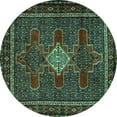 thumbnail image 1 of Ahgly Company Indoor Round Persian Turquoise Blue Traditional Area Rugs, 8' Round, 1 of 4