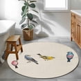 thumbnail image 3 of Watercolor Birds Round Area Rug 4Ft Washable Circle Rugs for Bedroom Dining Room, Spring Animal Country Beige Non-Slip Carpet Floor Mats Indoor Outdoor Carpet Runner Aesthetic Home Decor, 3 of 8