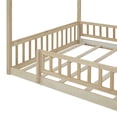 thumbnail image 4 of Bellemave Full Size House Floor Bed, Wooden Montessori Full Bed with Fence Railings and Support Slats, No Box Spring Needed (Natural), 4 of 7