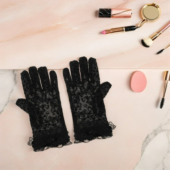 LOLIPPYY Black Leopard Pattern Mesh Gloves for Women's, Breathable Lightweight Party Accessory, Ideal for Spring and Summer