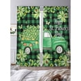 thumbnail image 3 of St. Patrick's Day Sheer Curtains 84 Inch Length 2 Panels Set Window Treatments, Green Shamrocks Truck Black Buffalo Plaid Rod Pocket Semi Curtains for Living Room/Bedroom/Kitchen Décor, 104"W x 84"L, 3 of 7