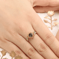 thumbnail image 2 of Round Cut Black Rutilated Quartz Leaf Floral Bridal Ring- Sunflower Design Citrine Emerald Wedding Ring- 14K Yellow Gold Vermeil, 2 of 6