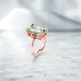 thumbnail image 4 of Gem Stone King 18K Rose Gold Plated Silver Green Prasiolite and White Diamond Ring for Women (6.67 Cttw, Emerald Cut Checkerboard 14x10MM, Gemstone Birthstone, Size 5), 4 of 4