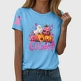 thumbnail image 4 of YDFCWXW Women's Shirts Pink Halloween Ghost T-Shirt Pink Ribbon Tee (Blue, 3XL), 4 of 7