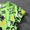 thumbnail image 6 of KIMI BEAR Toddler Boys Outfits 3T Toddler Boy Spring Summer Outfits 4T Toddler Boy Graffiti Prints Cozy Short Sleeve T-Shirt + Ripped Denim Shorts 2PCS Set Green, 6 of 8