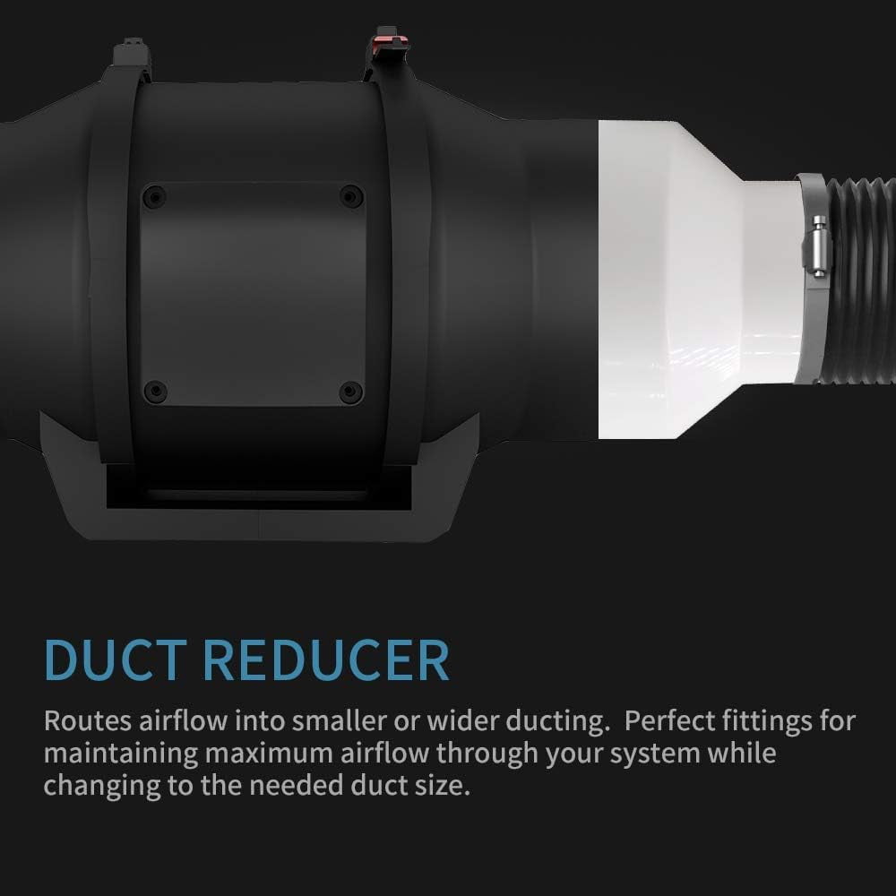 MKEUDQ-Duct Reducer 6 to 4 inch Air Duct Adapter HAVC Pipe Connector for Inline Ventilation System (150mm to 100mm)