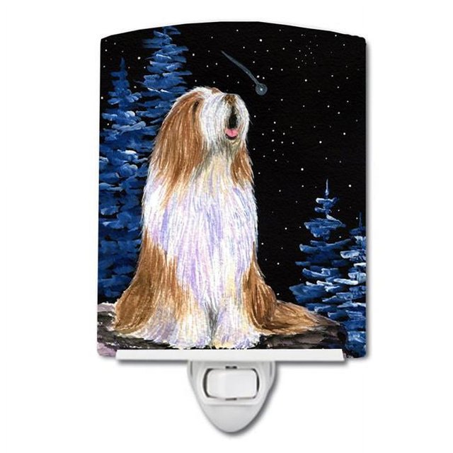 Carolines Treasures SS8467CNL Starry Night Bearded Collie Ceramic Night Light