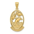 thumbnail image 1 of FB Jewels 14K Yellow Gold Stone Harbor with Dolphin and Sunset In Frame Pendant, 1 of 1