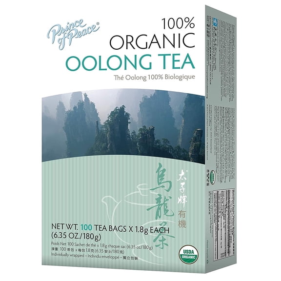 Prince of Peace Organic Oolong Tea, 100 Tea Bags – 100% Organic Black Tea – Unsweetened Black Tea – Lower Caffeine