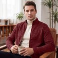 thumbnail image 7 of Sewkxo Mens Zip Up Sweatshirt Without Hood Fall Fashion Jackets Zipper Mock Neck Coat Casual Long Sleeve Top With Pockets,Wine M, 7 of 7
