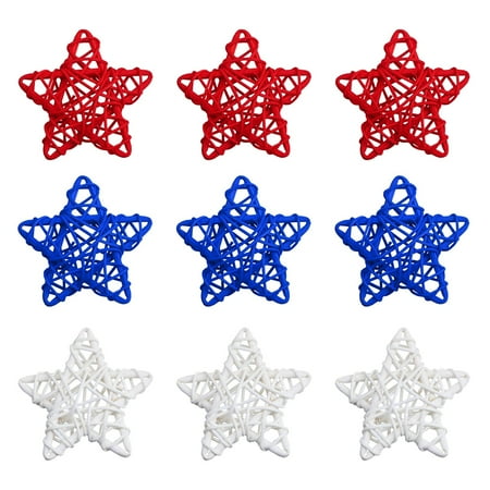 

JPGIF Home Decor Independence Day Decoration Five Pointed Star Rattan 3 Colors 9 Mixed Festive Rattan Atmosphere Decorative Pendant