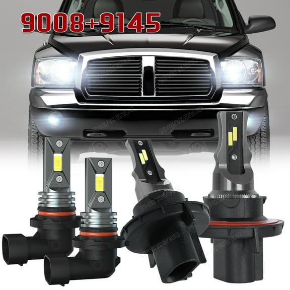 For 2005-2009 Dodge Dakota Quayub 6000K Combo LED Headlight Hi/Lo   Fog Light Bulbs Kit