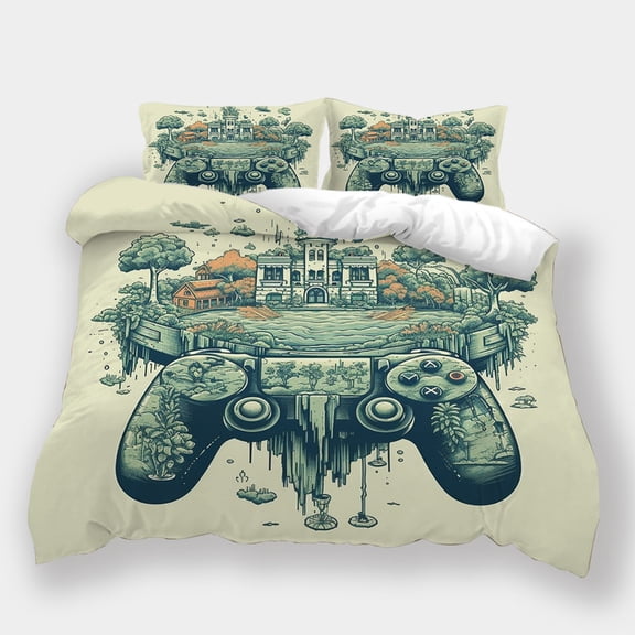 Duvet Cover Pillowcase Gamepad Printed Home Bedclothes Teen Adult Fashion Bedroom Decor,Twin (68"x86")