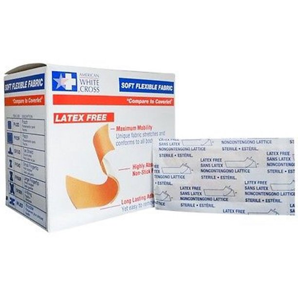 American White Cross Flexible Fabric Knuckle Soft Adhesive Bandages, 1.5" x 3", 100/Box