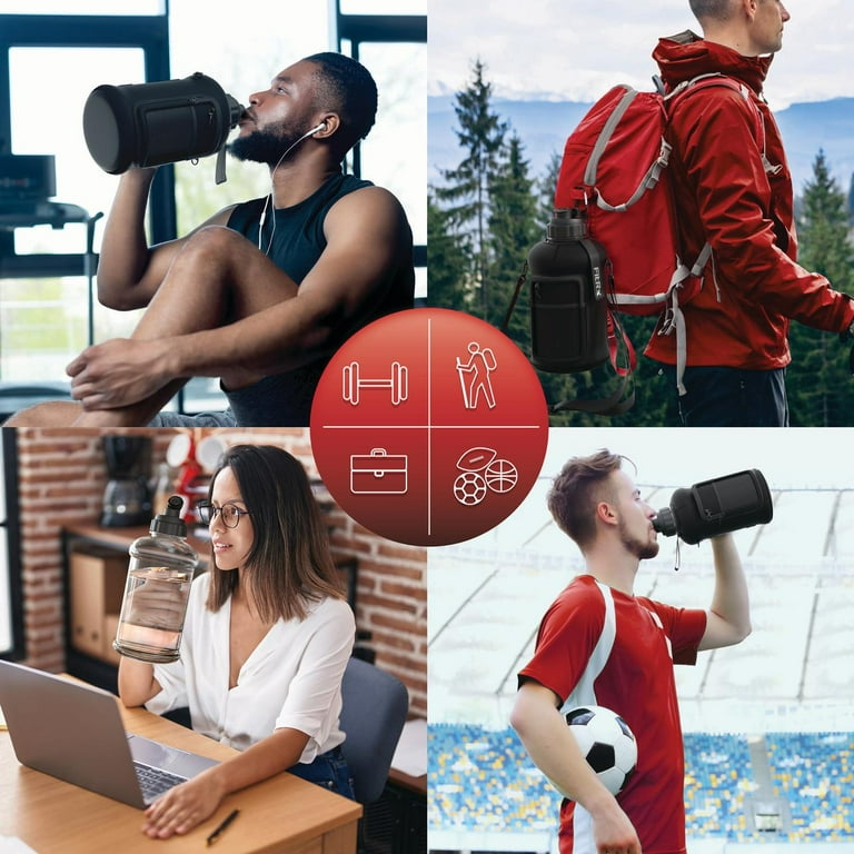 FitRx Voyager Water Bottle, Half Gallon Water Jug with Neoprene