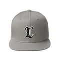 thumbnail image 2 of Daxton Classic Snapback Old English A to Z Numbers Initials Flat Bill Visor Cap-Light Grey Hat, Letter L, 2 of 3