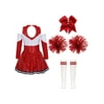 thumbnail image 2 of iiniim Kids Girls Cheerleading Cheer Leader Dance Dress with Pom Poms Headwear Socks Party B Red 10, 2 of 7