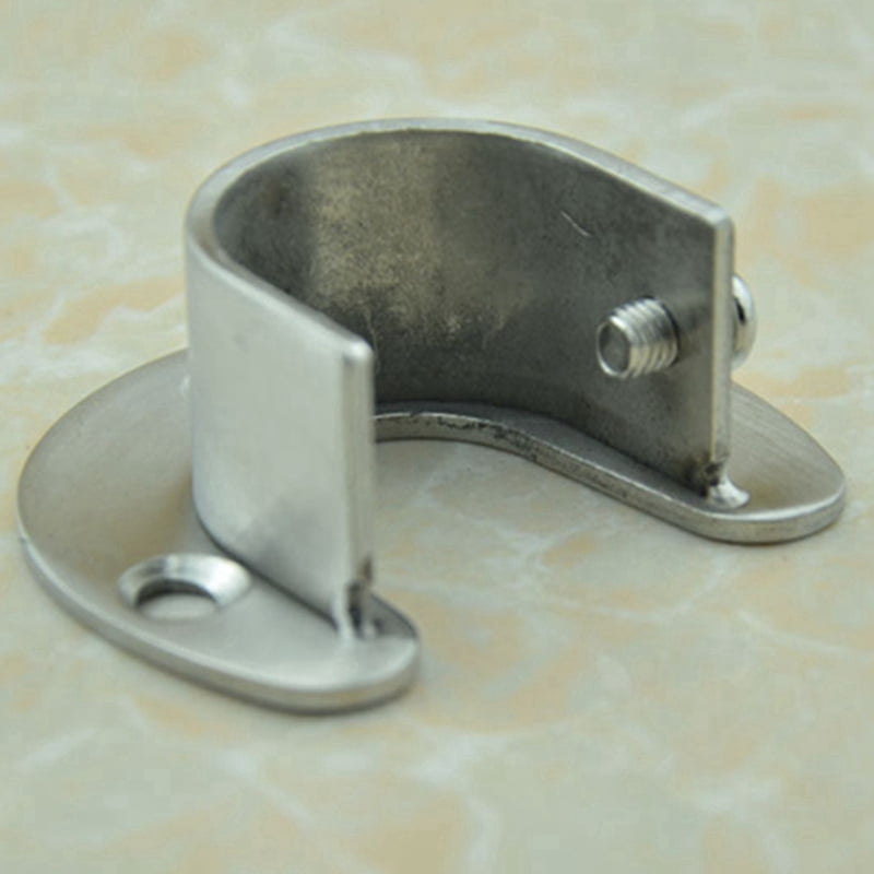 3X Stainless Steel Closet Closet Bracket, U-Shaped Open Socket Bracket, Shower Curtain Rod End Support Sleeve Flange