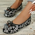 thumbnail image 4 of Family Gifts Women's Ballet Shoes Comfortable Slip on Round Toe Flat Casual Shoes Women's Fashionable Casual Style Bow Flower Print Moccasins Work Flat Shoes Silver 41, 4 of 9