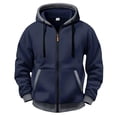 thumbnail image 4 of hoksml Men's Full Zip Hooded Sweatshirt, Contrast Trim Drawstring Hoodie Jacket with Kangaroo Pocket and Ribbed Cuffs, Casual Long Sleeve Outerwear, 4 of 8