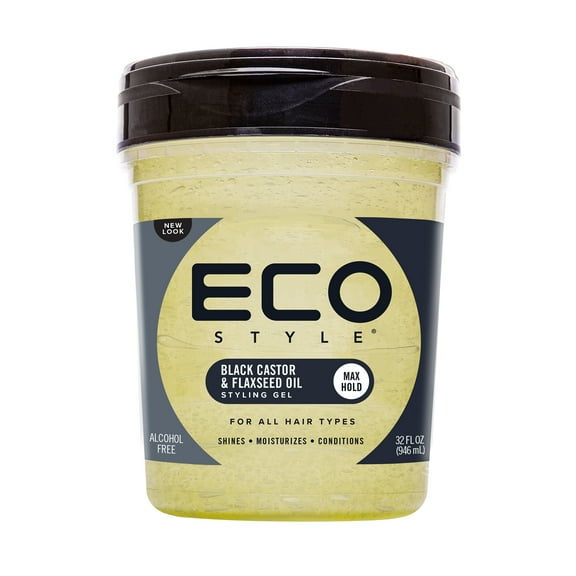 Eco Style Black Castor & Flaxseed Oil Hair Styling Gel, 32 oz., Moisturizing, Unisex