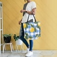 thumbnail image 4 of FORMRS Womens Canvas Tote Bag with Zipper Inner Pocket Shoulder Handbag, Light Blue Plaid, 4 of 7
