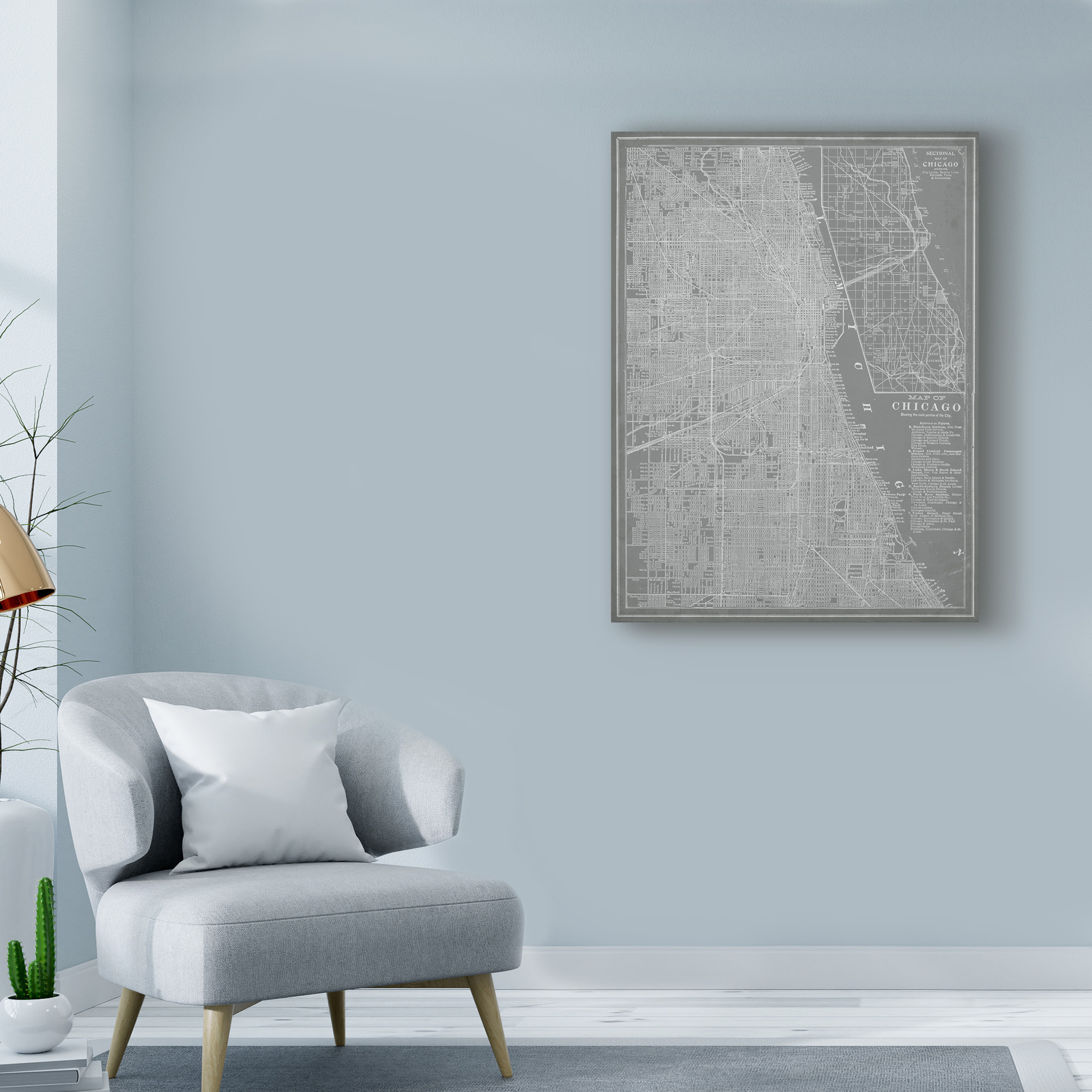 Trademark Fine Art 'City Map of Chicago' Canvas Art by Vision Studio
