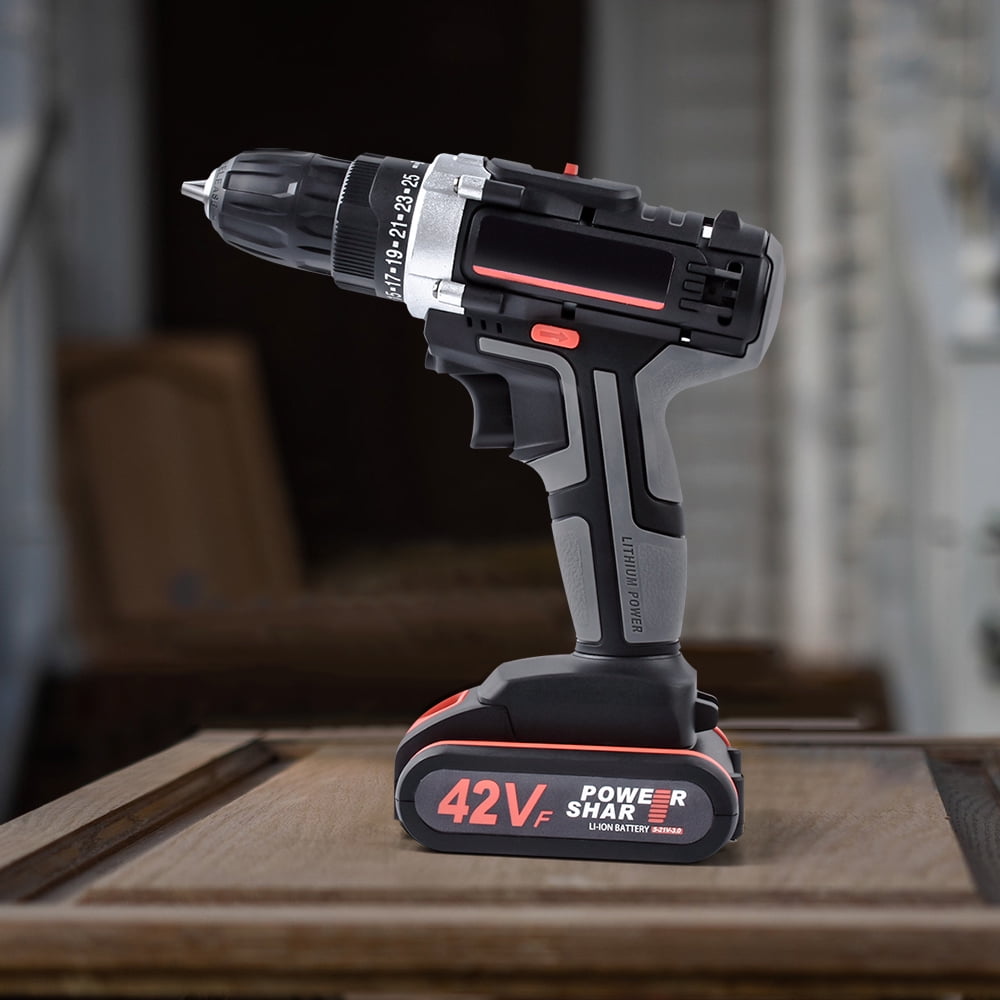 42V Double Speed Cordless Rechargeable Electric Drill Lithium Battery