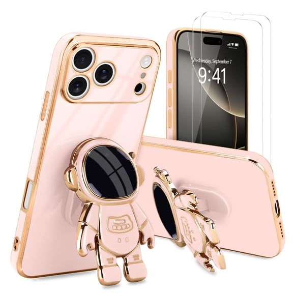 Funda para iPhone 17 Pro Pepmune con soporte astronauta rosa