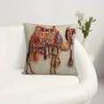 thumbnail image 3 of Bohemian Moroccan Style Pillow Cover 18x18 Inch, Colorful Camel Print Throw Pillow Cover with Hidden Zipper, Soft Polyester Decorative Pillow for Living Room Bedroom, 3 of 5