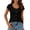 Black, variant on Women's Casual Solid Short Sleeve T-Shirt Scoop Neck Blouse Buttons Decor Loose Casual Tee Lightweight Basic Top for Daily Wear Vacation Streetwear