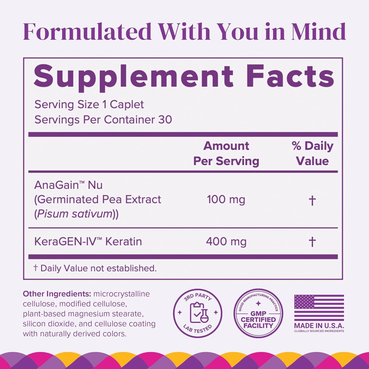 Barimelts Hair Health+ Bariatric Hair Growth Supplement with AnaGain Nu and Keratin, 30 caplets