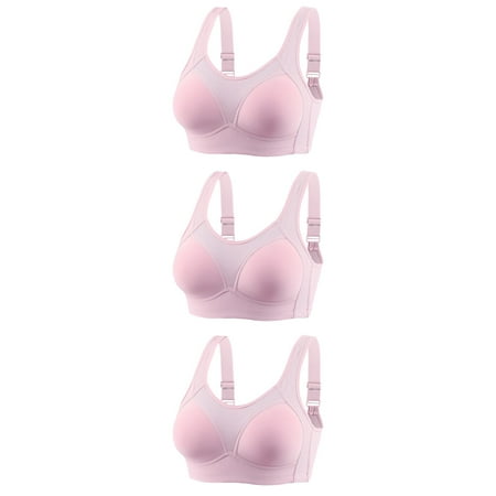 Virmaxy Womens Nursing Bras 3pc Non Steel Ring Gathering Breastfeeding Bra Slip And Polishing Daily Bra Daily Bra Daily Bra Nursing Bras for Breastfeeding and Breast Pumping Pink-A M