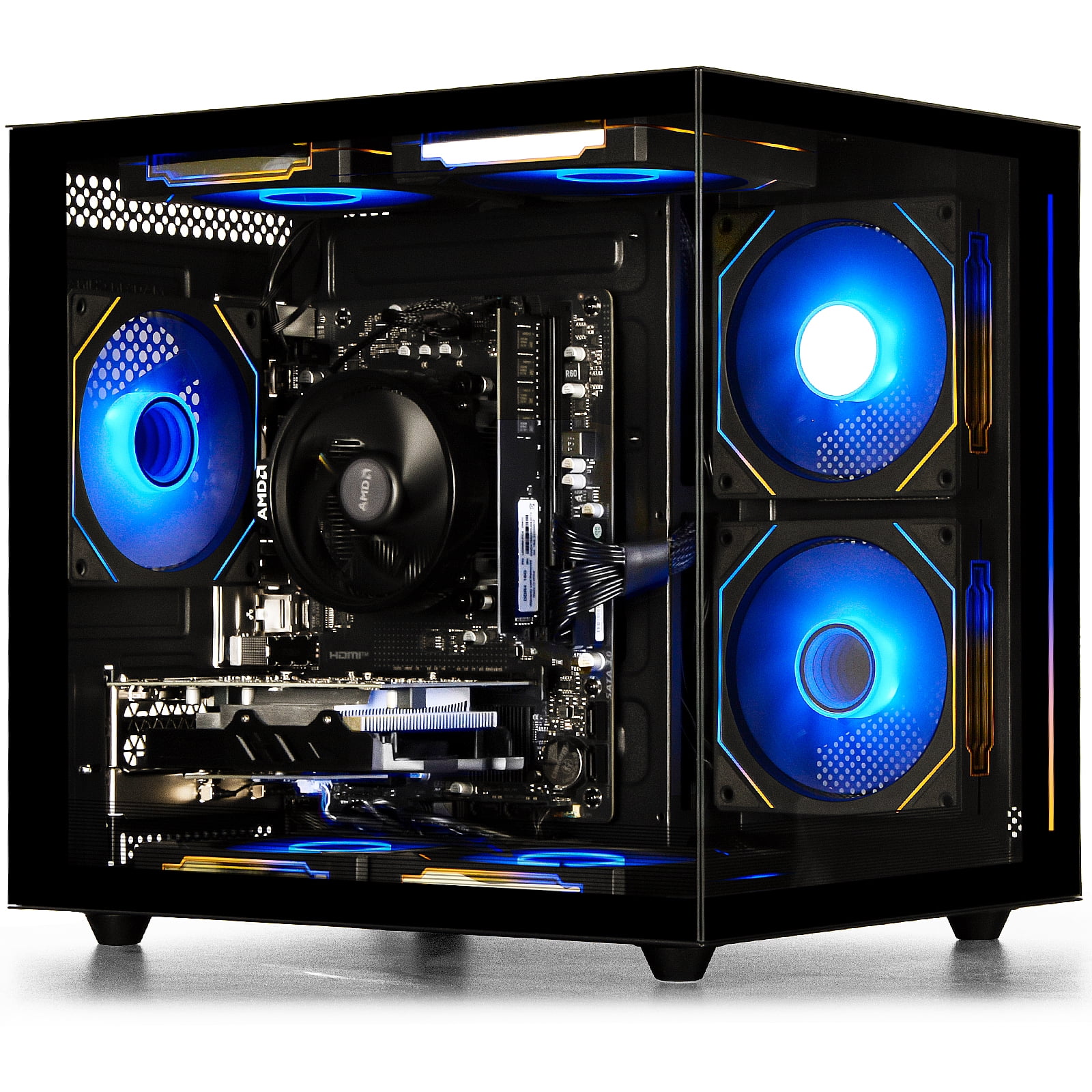 WIWB Gaming Desktop PC, AMD Ryzen 5 3500X, 16GB RAM, 512GB SSD, RX560 4G, WiFi6,Black