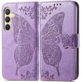 thumbnail image 2 of Designed for Samsung Galaxy S24 Case Wallet,Women Flip Folio Cover with Butterfly Embossed PU Leather Stand Credit Card Holders Slots Wrist Strap Phone Case for Samsung S24 5G 6.1" (Lavender), 2 of 14