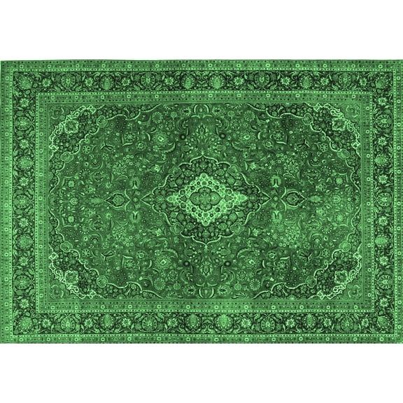 Ahgly Company Indoor Rectangle Persian Emerald Green Traditional Area Rugs, 5' x 7'