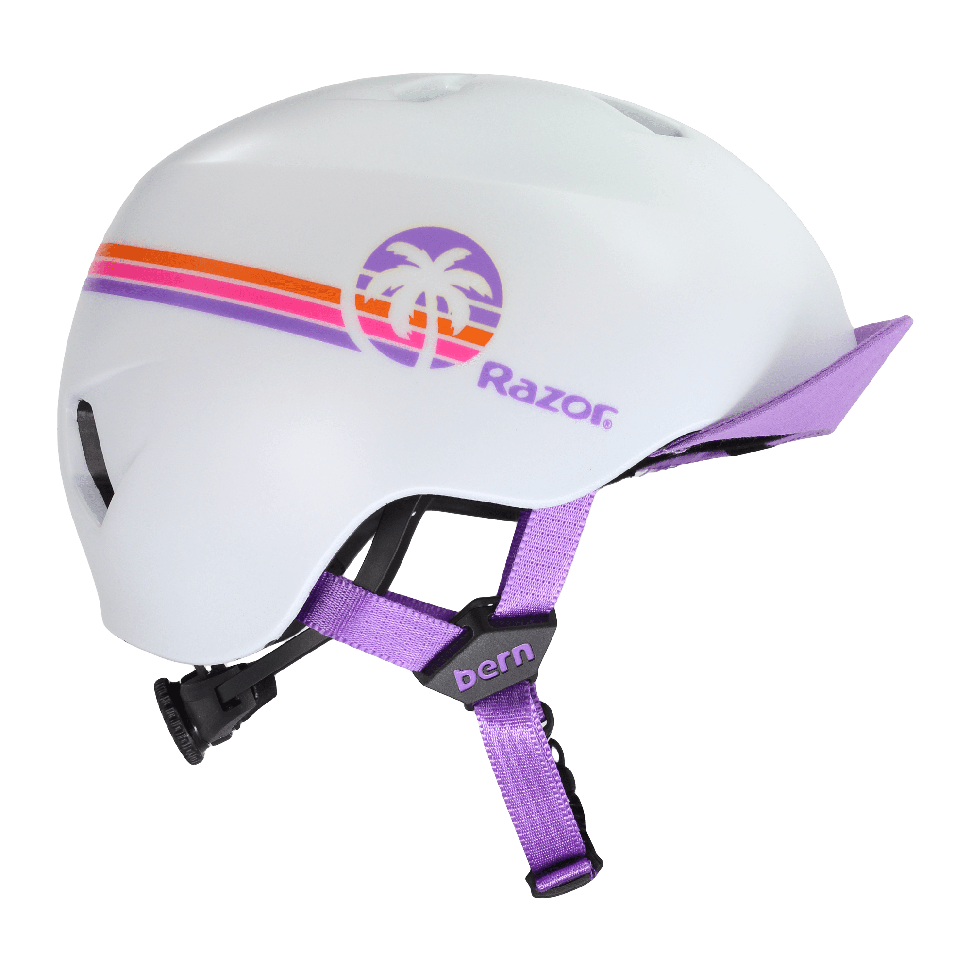 Nino Razor Satin White Purple Sunset Helmet w/ Visor - XS/S