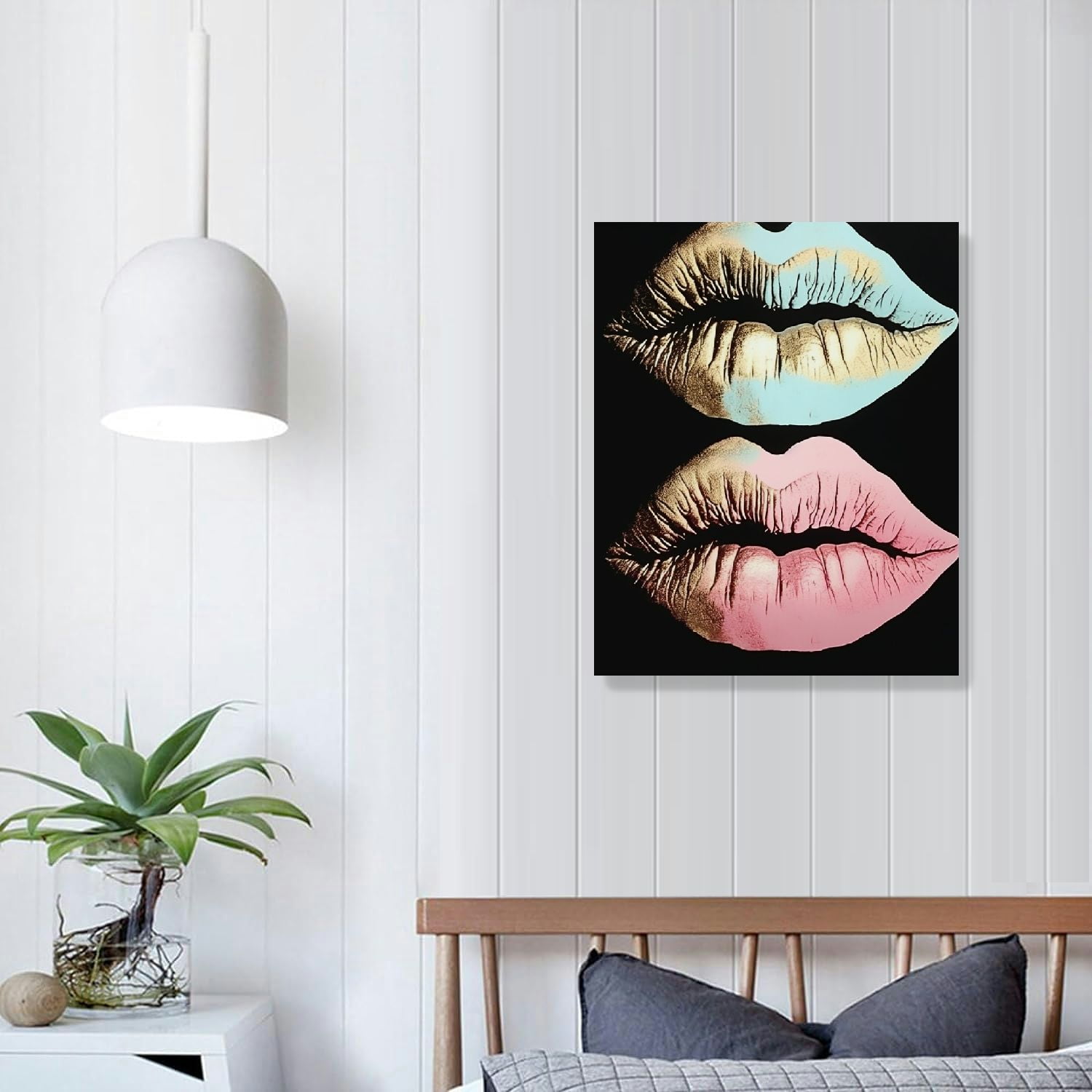 COMIO  Lip Canvas Wall Art Abstract Modern Wall Decorations Mouth Paintings Pictures Makeup Lipstick Prints for Bedroom Living Room Bedroom Dorm College Ready to Hang