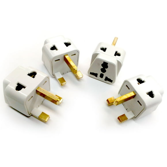 Plug Adaptor England, UK, Hong Kong 2-In-1 Universal Type G - 4 Pack Travel Adapter - United Kingdom, Ireland, Great Britian, Scotland, London, Dublin
