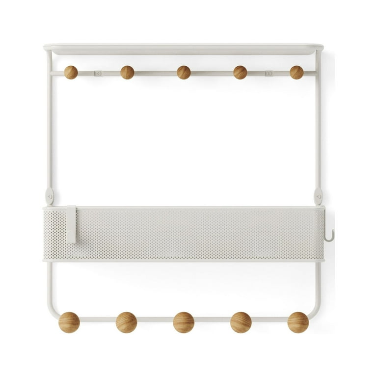 Umbra Estique Entryway Shelf with 10 Hooks White Natural Walmart