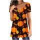 thumbnail image 1 of Blusas Para Mujer, Conjuntos de Camisas, Tops, Moda , Manga Corta, Cuello en V, Estampado de Botones, Blusa Informal, Camiseta Odeerbi ODB136989, 1 of 5