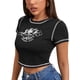 thumbnail image 2 of TRKIYQC Y2k, camiseta de verano para mujer, camisetas con estampado de pequeño ángel, camisetas de manga corta con cuello redondo y puntadas en contraste, Tops cortos para mujer, ropa de calle TRKIYQC  perder, 2 of 7