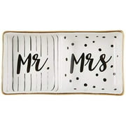 Mr and Mrs Ring Dish, Wedding Gift, White and Black